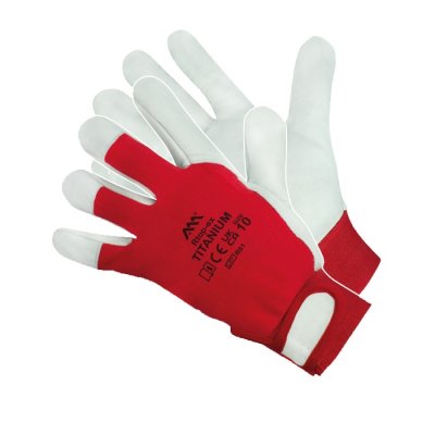 Перчатки рабочие Artmaster "DRIVEX" Польша из козьей кожи бело-черные