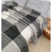 Плед шерстяной клетка 200x220 см серый с белым