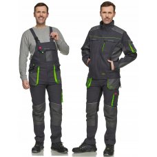 Костюм рабочий "Classic Stretch" Польша с полукомбинезоном, серо-салатовый
