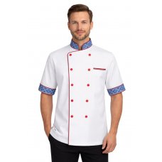 Китель повара мужской ChefVector двубортный, белый с вышиванкой