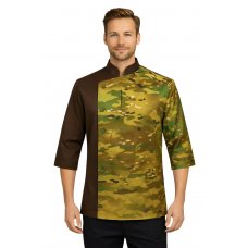Китель поварской мужской CamoChef однобортный, коричневый/мультикам