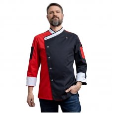 Китель поварской мужской ChefWave красно-черный с белым Китель поварской мужской ChefWave красно-черный с белым
