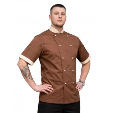 Китель поварской мужской BrownTown двубортный, коричневый с бежевым