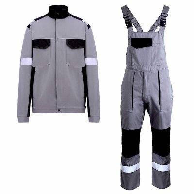 Костюм рабочий хлопковый KONKORD-JB Grey куртка и полукомбинезон, серо-черный
