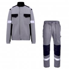 Костюм рабочий хлопковый KONKORD-JB Grey куртка и брюки, серо-черный