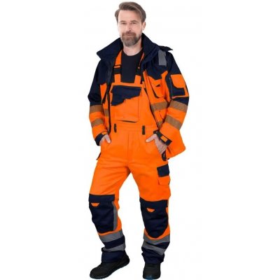 Полукомбинезон сигнальный зимний LH-BIBWINTER PG, оранжевый с темно-синим