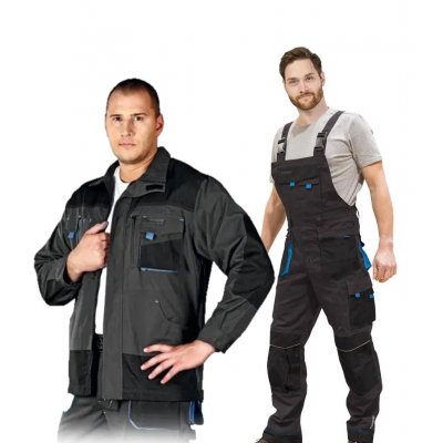 Костюм рабочий Lebber&Hollman FORMEN LH-FMN-JB SBN, цвет темно-серый с черным/голубым