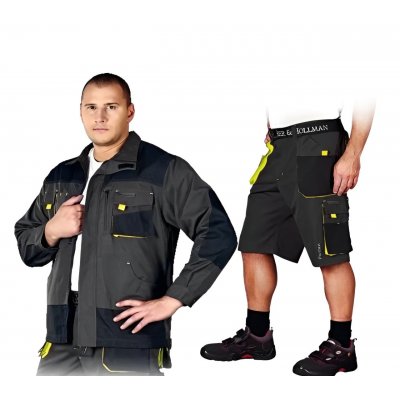 Костюм рабочий FORMEN LH-FMN-JTS SBY с шортами, цвет темно-синий с черным/желтым