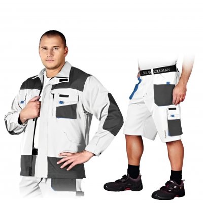 Костюм рабочий FORMEN LH-FMN-JTS WSN с шортами, цвет белый с серым/голубым