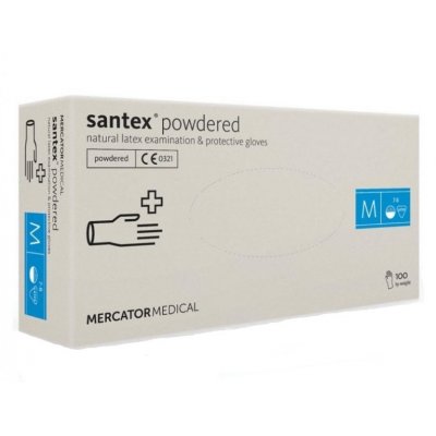 Перчатки одноразовые SANTEX 50 пар, латекс