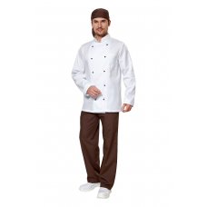 Костюм повара мужской StreetChef китель и брюки, коричневый с белым